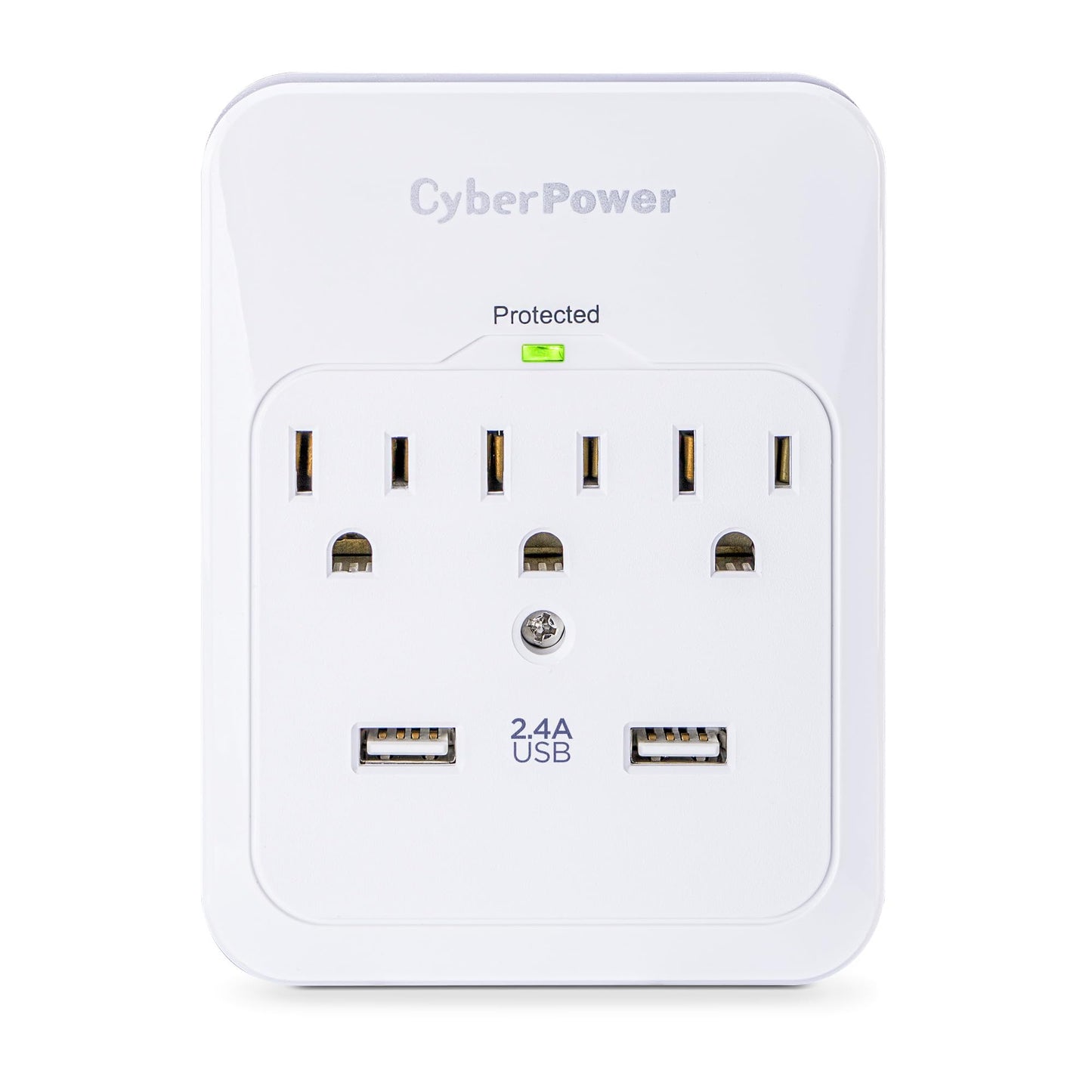 CyberPower CSP300WUR1 Professional Surge Protector, 600J/125V, 3 Outlets, 2 USB Charge Ports (2.1 Amps Shared) Wall Tap Plug