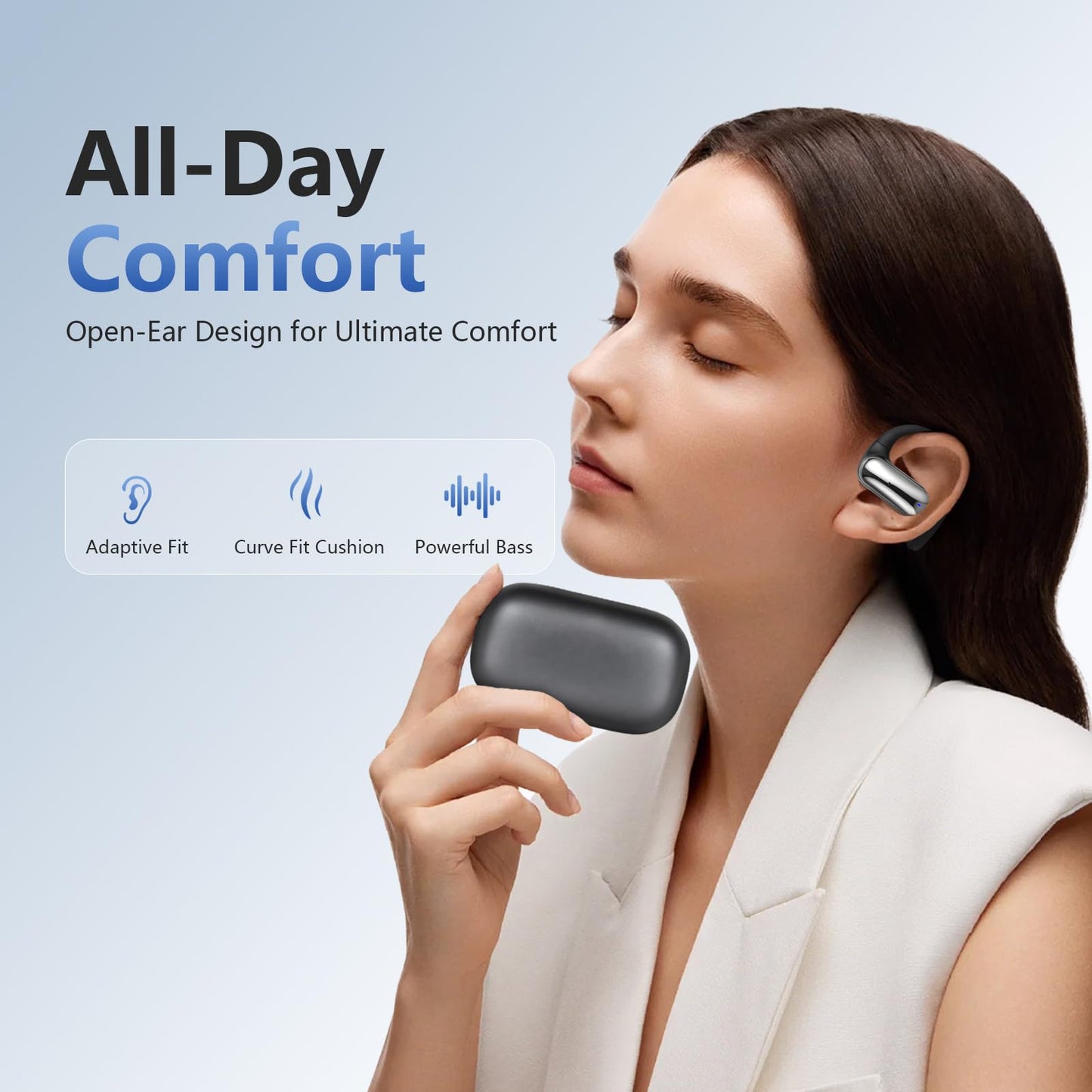 PPBP Open Ear Headphones Wireless Bluetooth 6.1, Over Ear Earbuds with Ergonomic Earhooks, 40H Playtime Sports Wireless Earbuds, IPX6 Waterproof
