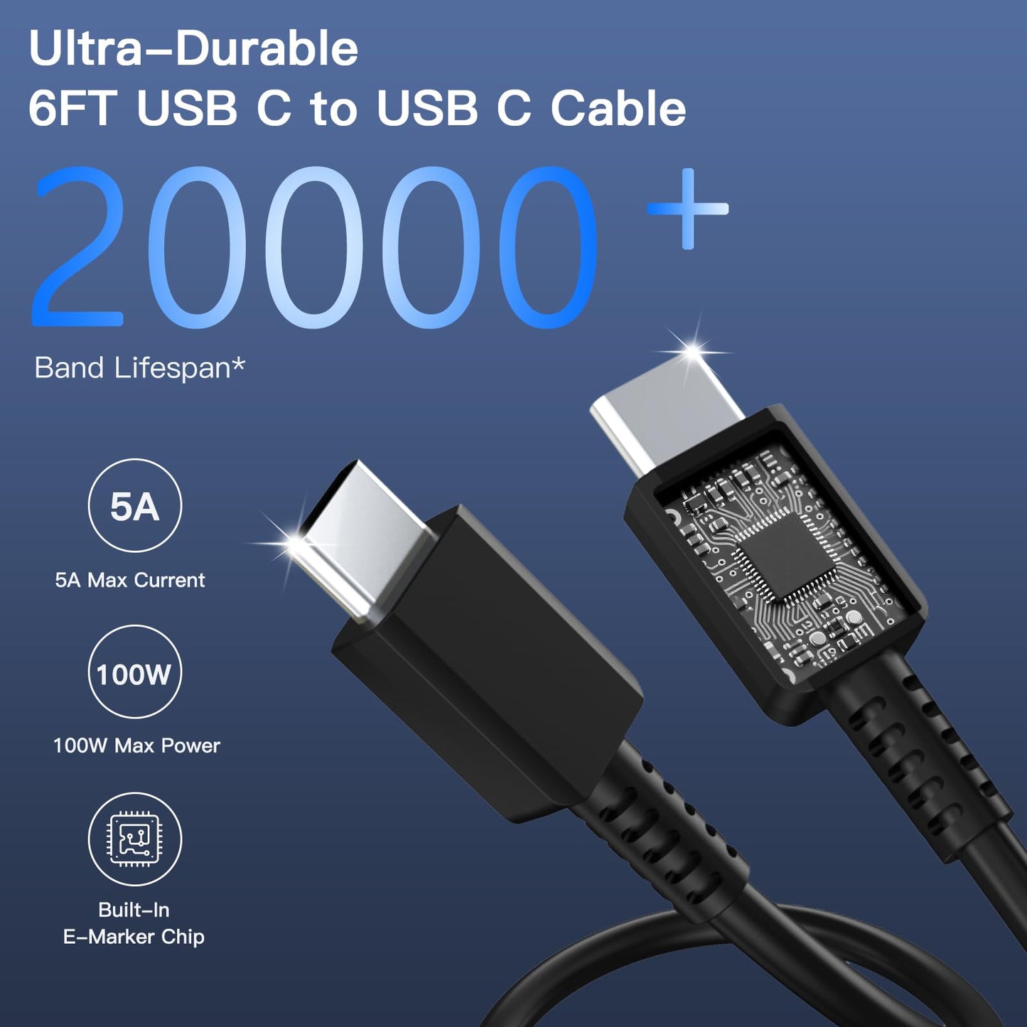 Type C Charger Fast Charging 2Pack USB C Super Fast Charger Block with 6FT USB-C Android Phone Cable for Samsung Galaxy S26 +/Ultra S25 S24 S23 S22