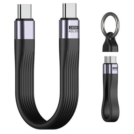 MoKo 5 Inch Short USB C Cable Keychain - 240W, 40Gbps, 8K@60Hz - USB 4.0 Compatible with Thunderbolt 4/3, Short USBC to USBC Cable Keychain for iPhone