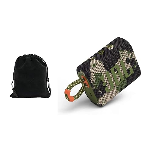 JBL Go 3 - for Portable Use - Speaker with Bluetooth - Built in Battery Waterproof and Dustproof - includes Storage Pouch (Camoflauge), JBLGO3-Pouch