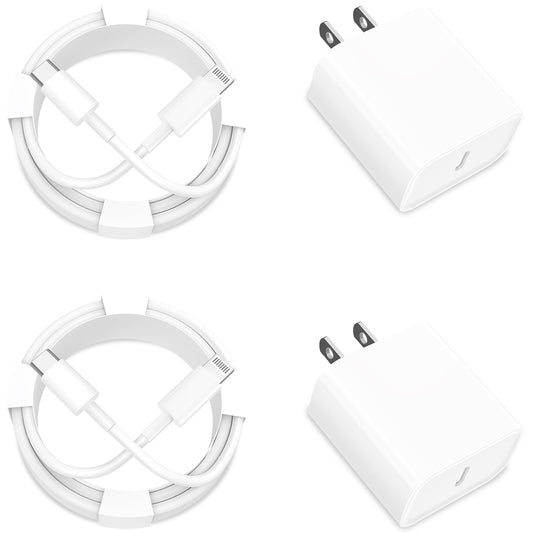 [Apple MFi Certified] iPhone Charger Fast Charging, GEONAV 4Pack 20W USB C Chargers Dynamic Power Adapter Type C Wall Charger + 6FT Lightning Cord