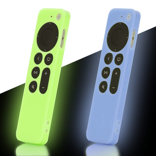 LEFXMOPHY Silicone Cases for Apple TV Remote Case 2021-2024 4K Siri 2nd 3rd Generation - Cover Skin for AppleTV Control 2-Pack Green and Blue Glow in