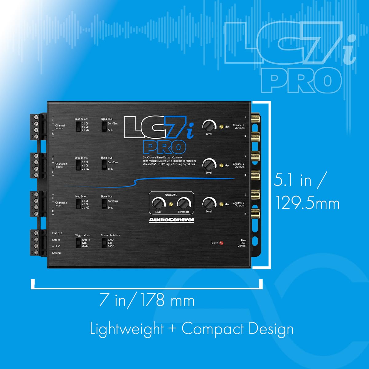 AudioControl LC7iPRO 6-Channel Active Line Output Converter with AccuBASS for Adding Subwoofers, Amplifiers to Factory Car Audio Receiver Head Unit