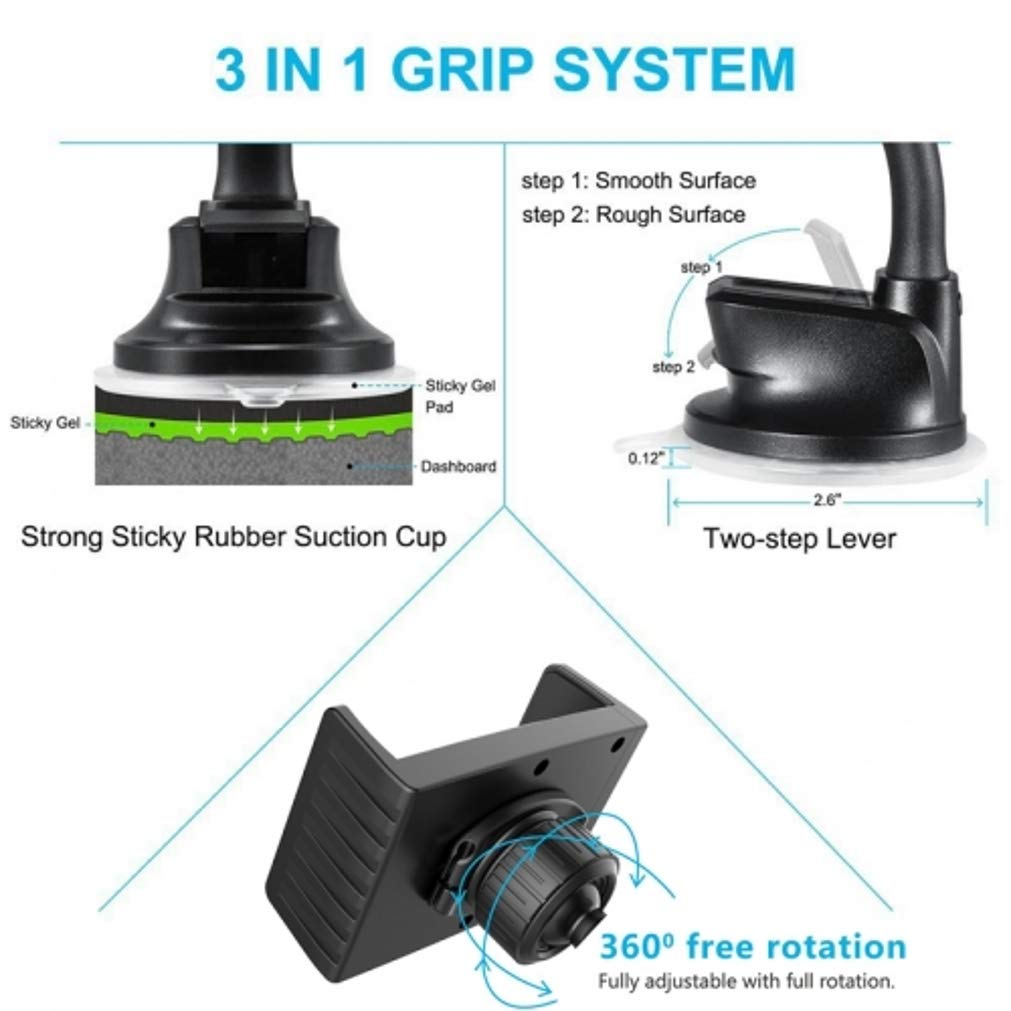 Selna Dash Car Mount for Galaxy A12 A32 A42 A51 A52 A71 A72 5G Phones - Windshield Holder Cradle Swivel Dock Strong Grip X1G Compatible with Samsung