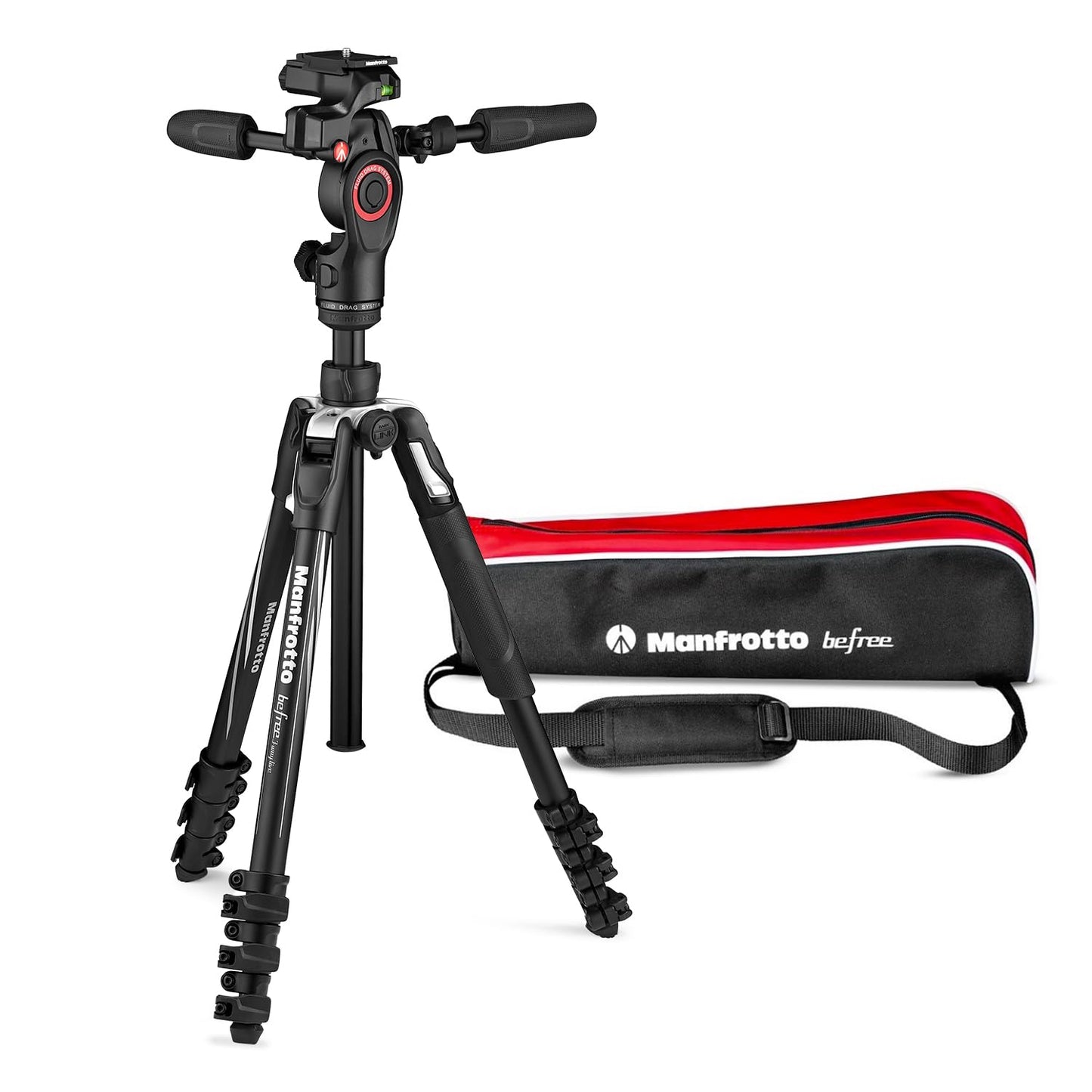 Manfrotto Befree 3-Way Live Advanced Tripod Kit, Tripod and Fluid Head in Aluminum for Cameras and Camcorders up to 6 kg, Ultra-Compact, Photography