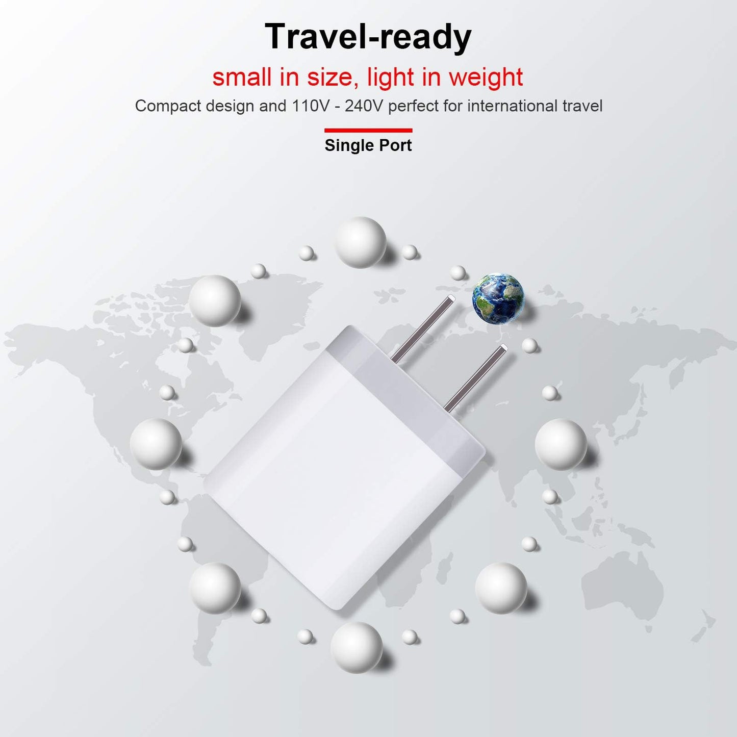 USB Plug, Charging Block, Sicodo [5Pack-1Port] Fast Charging USB Wall Charger Brick Power Adapter Cube for iPhone 17/16/15/14/SE Pro