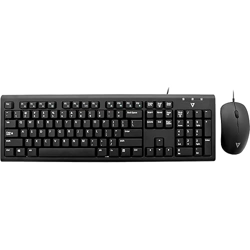 V7 CKU200US Wired Keyboard & Mouse Set PS/2, USB, Black