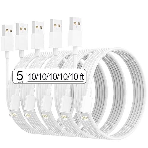 iPhone Charger [Apple MFi Certified] 5pack 10FT Long Lightning Cable Fast Charging High Speed Data Sync iPhone Charger Cord Compatible iPhone…