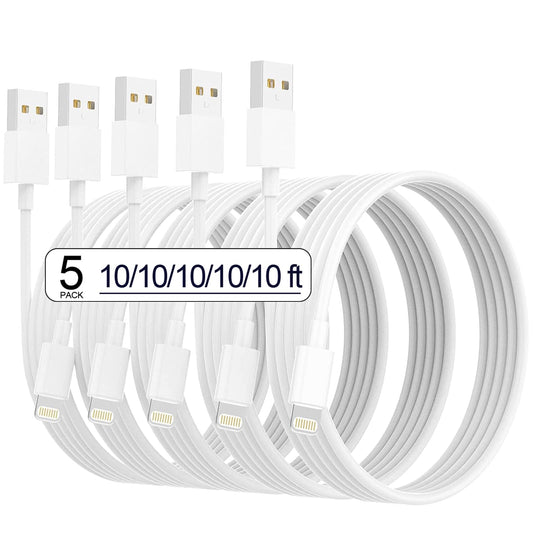 iPhone Charger [Apple MFi Certified] 5pack 10FT Long Lightning Cable Fast Charging High Speed Data Sync iPhone Charger Cord Compatible iPhone…