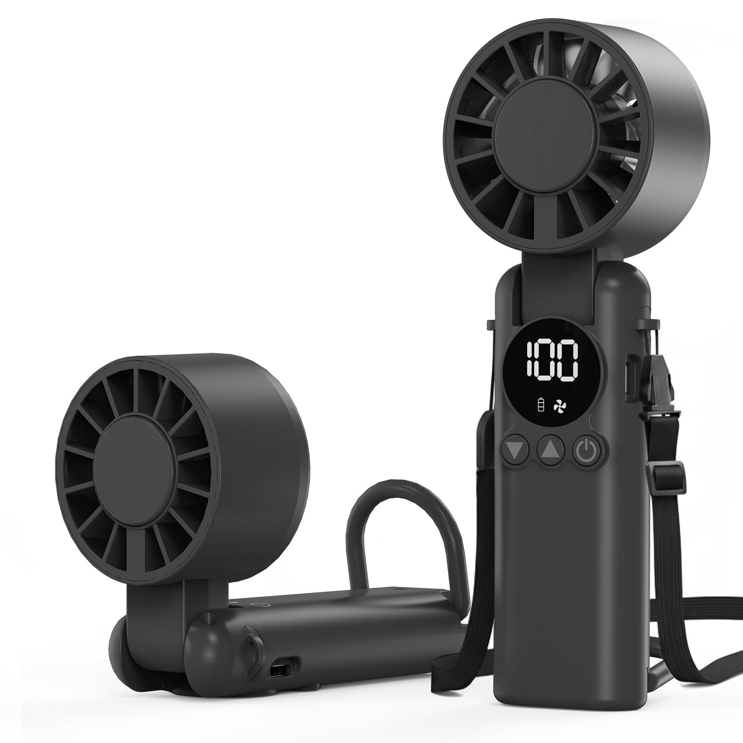 AILBTON Portable Handheld Fan, 5000mAh Rechargeable Mini Personal USB Fan with LED Display & Foldable Design, 199-Speed Powerful Battery Operated