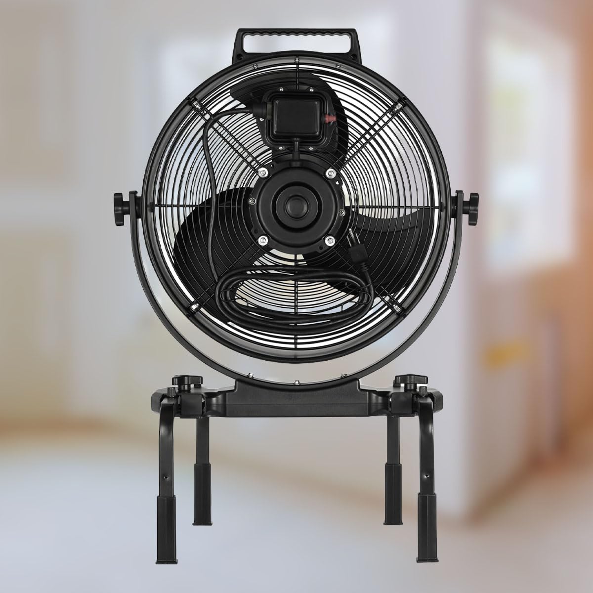 BLOTEK W58352 16-Inch Dust King High Velocity Floor, Exhaust, or Blower Fan, Black, 3-Speed, 270-Degree Adjustable Tilt, IP64 Waterproof, Ideal