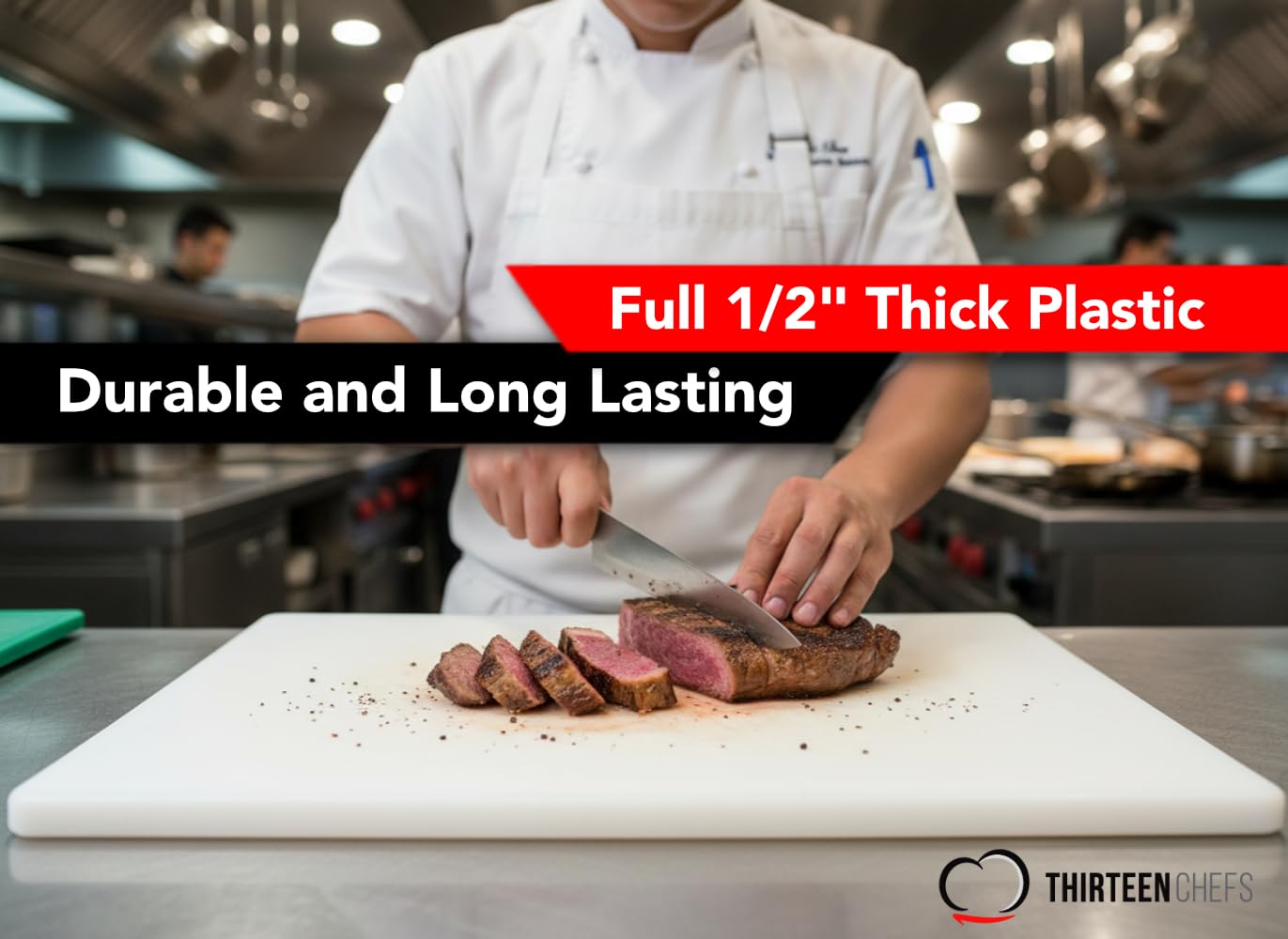 Commercial Grade Plastic Cutting Board 18 x 12 x 1/2 Thick High Density White Poly, NSF Certified and Dishwasher Safe for Food Service