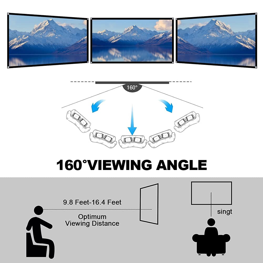 60" Projector Screen, 60inch Small 16:9 HD Foldable Anti-Crease Video Projection Screen, Portable 4:3 Outdoor Indoor Home Theater Projector Curtain