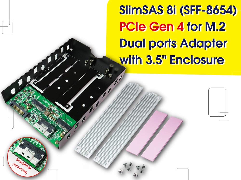 SlimSAS 8i to M.2 Dual Ports Adapter for Broadcom MegaRAID & HBA Tri-Mode & NVMe Switch - High-Speed M.2 Converter for Dual NVMe SSDs