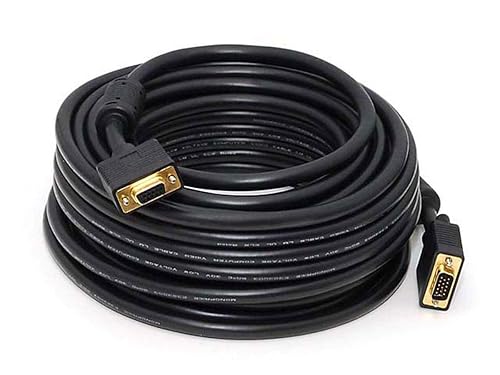 Monoprice Super VGA Cable - 50 Feet - Black | Male to Female with Ferrites for in-Wall Installation | Gold Plated, CL2 Rated