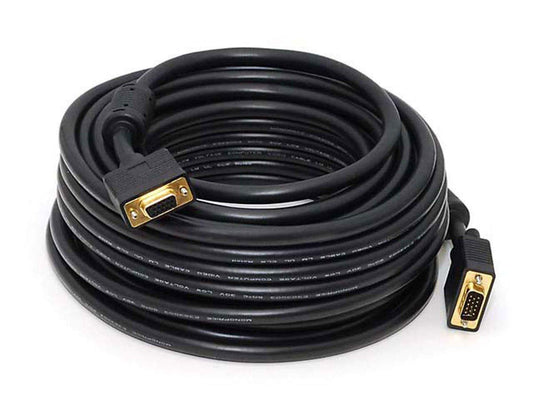 Monoprice Super VGA Cable - 50 Feet - Black | Male to Female with Ferrites for in-Wall Installation | Gold Plated, CL2 Rated