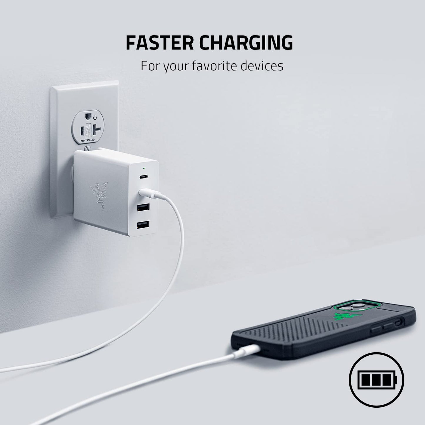 Razer USB-C 130W GaN Charger: 4 Ports - Super Fast Charging for Laptops, MacBook, iPad, iPhone, Samsung Galaxy - Charge Multiple Devices - Compact