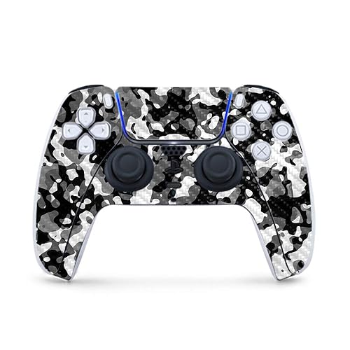 MightySkins Carbon Fiber Gaming Skin for PS5 / Playstation 5 Controller - Black Modern Camo | Durable Textured Carbon Fiber Finish | Easy to Apply