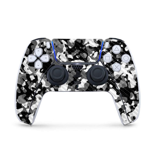 MightySkins Carbon Fiber Gaming Skin for PS5 / Playstation 5 Controller - Black Modern Camo | Durable Textured Carbon Fiber Finish | Easy to Apply