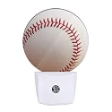 Uanvaha Home Baseball Decorative Night Light Sports Theme White and Red Baseball Laces Softball Laces Night Lights Plug into Wall with Dusk to Dawn