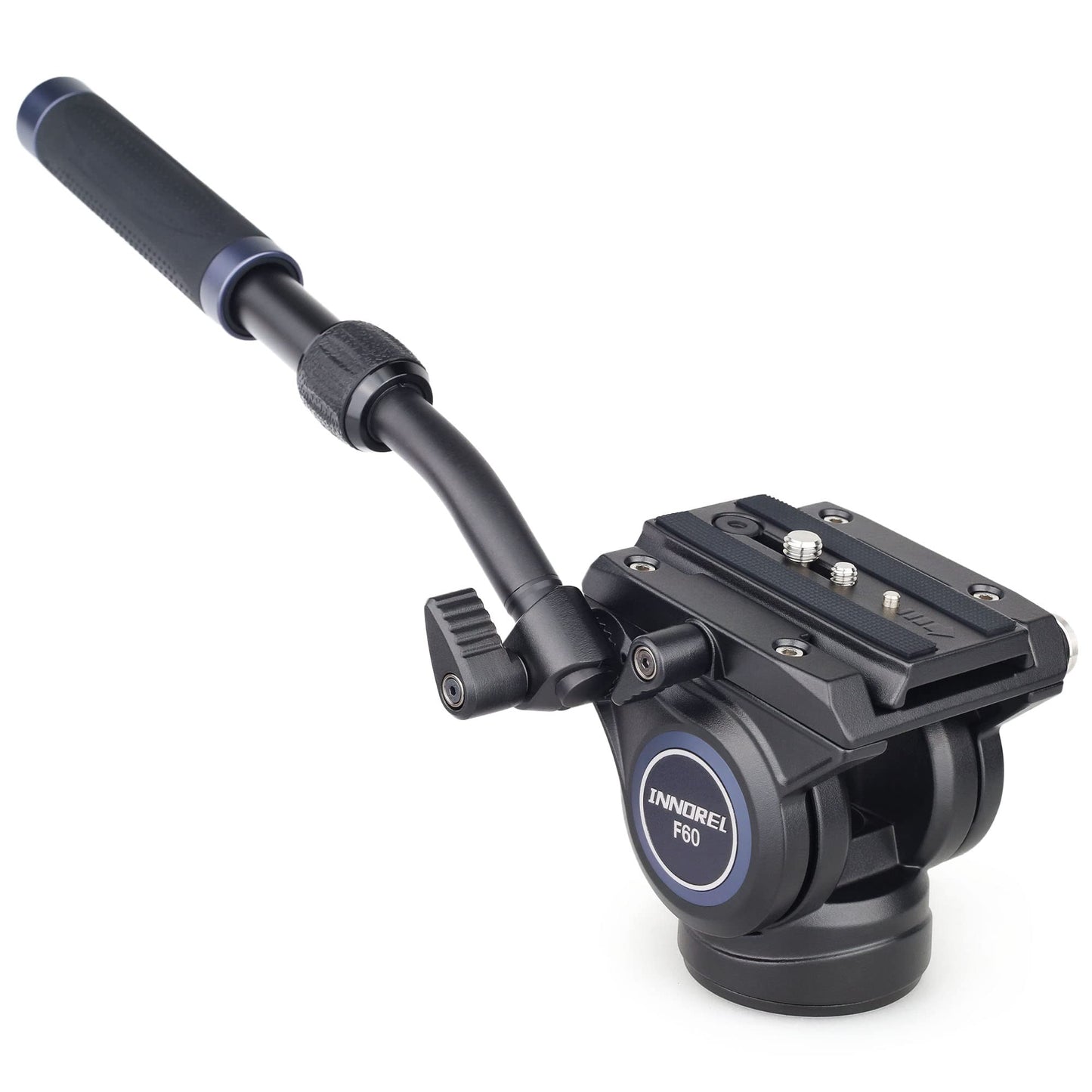 Video Camera Tripod Fluid Head-INNOREL F60,Professional Drag Pan Panoramic Fluid Head with 1/4" and 3/8" Screws Sliding Plate for DSLR