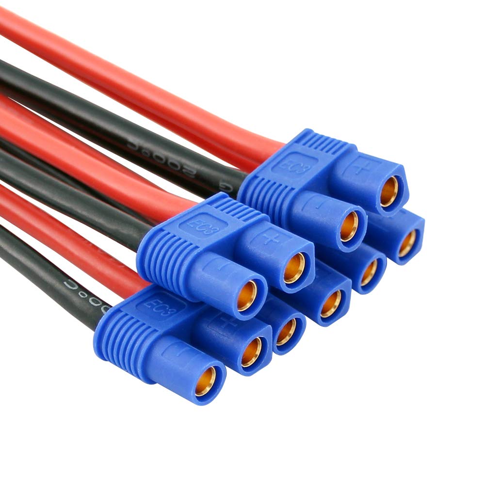 5pcs EC3 Style Female Connectors Adapters Cable with 10cm 14awg Silicone Wire(BDHI-23)