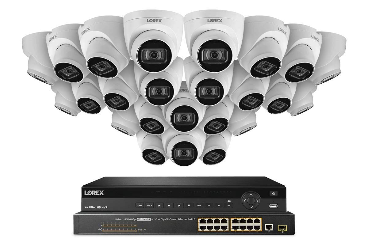 32-Channel NVR System with 4K (8MP) IP Dome Cameras with Listen-In Audio 24