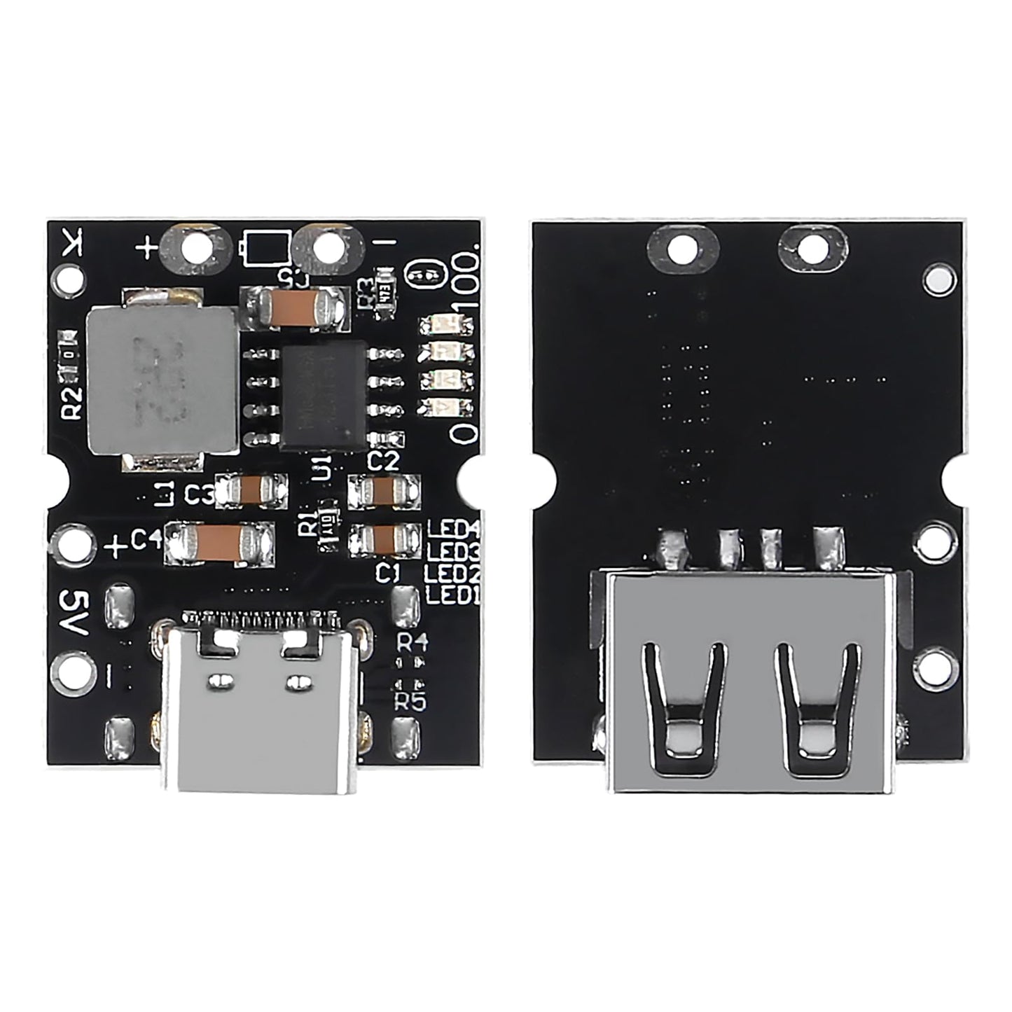 JUZITAO 12PCS USB Type-C 5V 2A Boost Converter Lithium Battery Charging Protection Board Step-Up Power Module LED Display DIY Charger (USB Welded)