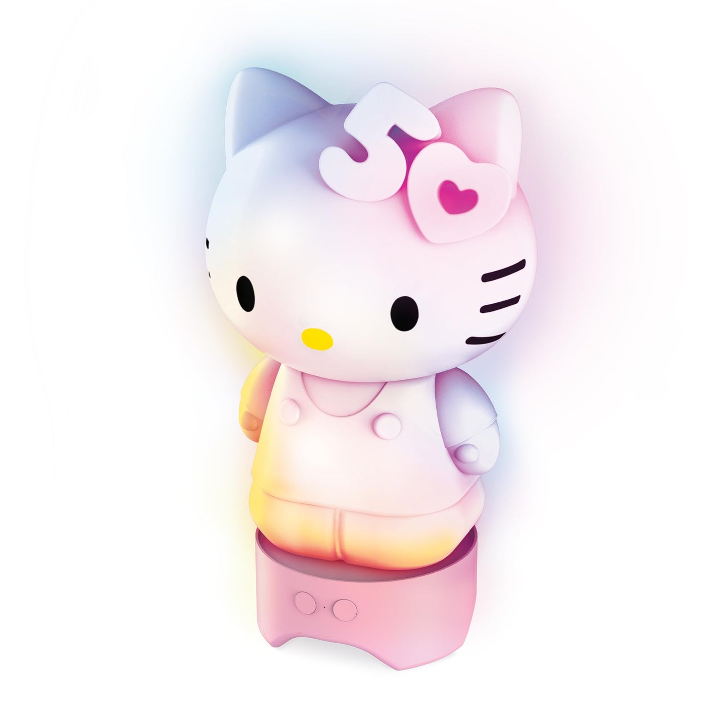 Hello Kitty 50th Anniversary Bluetooth Glowing Speaker - Multicolor LED Lights, Amplified Audio, Rechargeable Battery - Cute Portable Wireless Speaker
