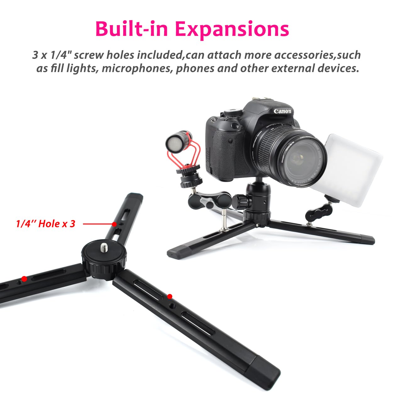 Akeipho Adjustable Aluminum Mini Tripod - Desktop Tabletop Stand for DSLR Cameras, Zhiyun Weebill/Smooth/Crane, DJI Ronin S/SC/RSC/RS, Osmo Mobile