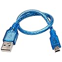 JIUWU Blue Short USB 2.0 A Male to Mini 5Pin B Male Data Charging Cable 30cm