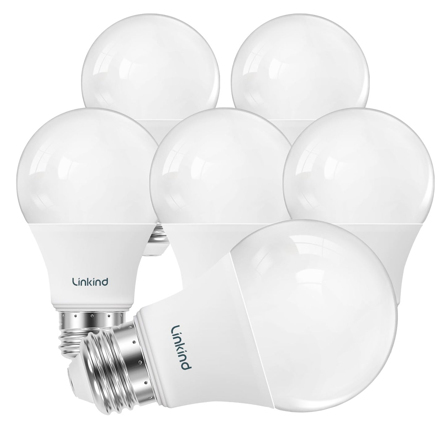 Linkind A19 LED Light Bulbs Dimmable, 60W Equivalent, Energy Efficient 9W, 2700K, 800 Lumens, E26 Standard Base, Lighting for Bedroom Living Room Home