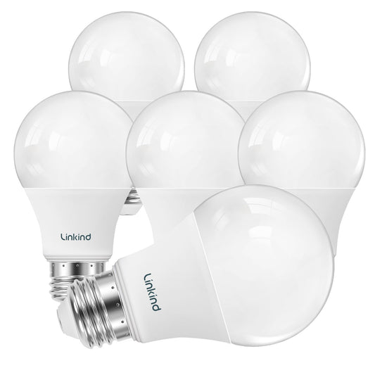 Linkind A19 LED Light Bulbs Dimmable, 60W Equivalent, Energy Efficient 9W, 2700K, 800 Lumens, E26 Standard Base, Lighting for Bedroom Living Room Home