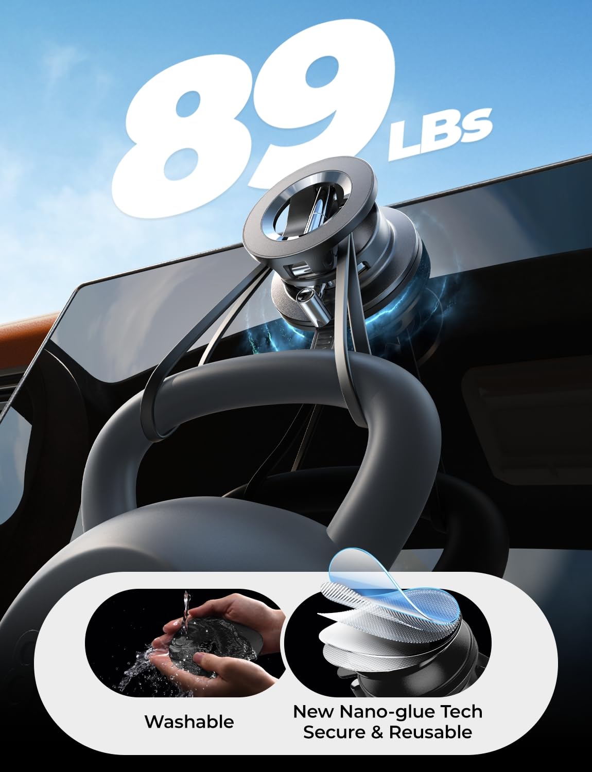LISEN for Magsafe Car Mount, Magnetic Phone Holders for Your Car Vacuum, Phone Mount for Car Accessories for Women Men Jeep BMW, Suction Phone Holder