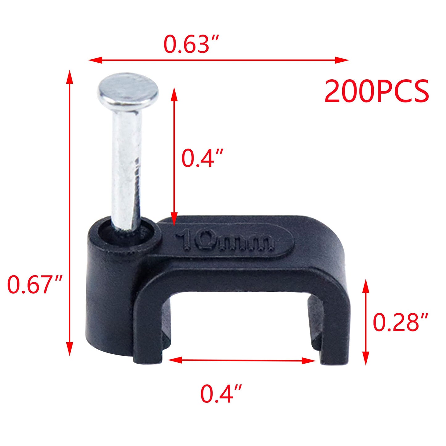 T Tulead Cable Wire Clips Coax Fasteners Pin Cable Stables 10mm Black Nail Wire Holoder Pack of 200
