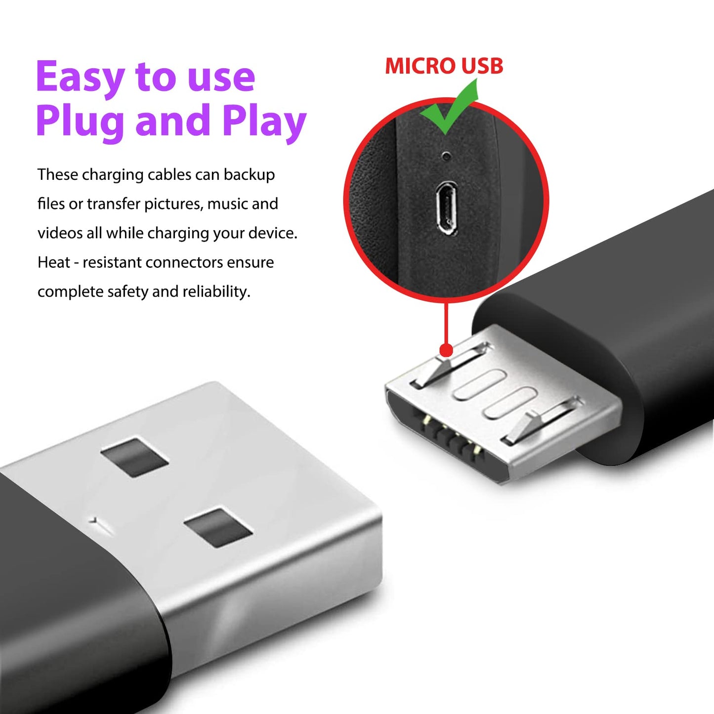 Corsair 5ft Replacement Micro USB Fast Charger Cable Cord for HS70, HS70 Pro, Void RGB Elite, Void Pro RGB Headphones, HyperX Cloud Flight Wireless