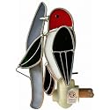 Red-Headed Woodpecker Stained Glass Night Light - Made from Real Stained Glass and Plated with a Silver Finish for Strength and Beauty