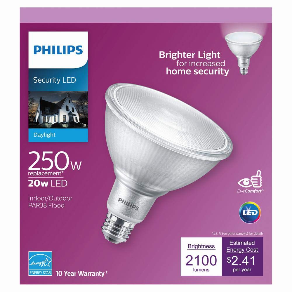 Philips 250-Watt Equivalent PAR38 Dimmable High Lumen LED Flood Light Bulb Bright White (5000K)