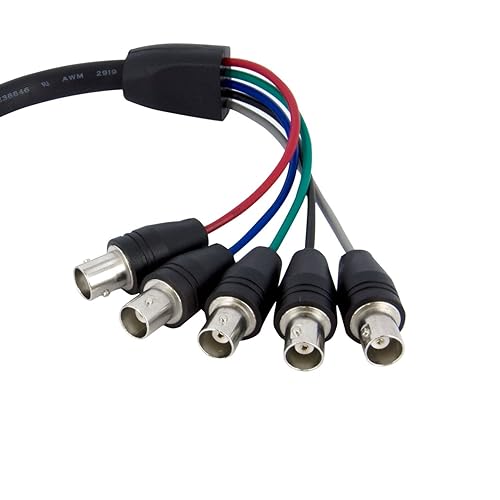 1 Ft Coax Hd15 Vga To 5 Bnc Rgbhv Monitor Cable - 1 X Hd-15 Male Vga - 5 X Bnc Female Video - 1ft - Black - Vgabncmf1
