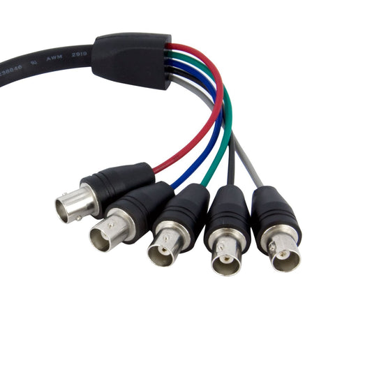 1 Ft Coax Hd15 Vga To 5 Bnc Rgbhv Monitor Cable - 1 X Hd-15 Male Vga - 5 X Bnc Female Video - 1ft - Black - Vgabncmf1