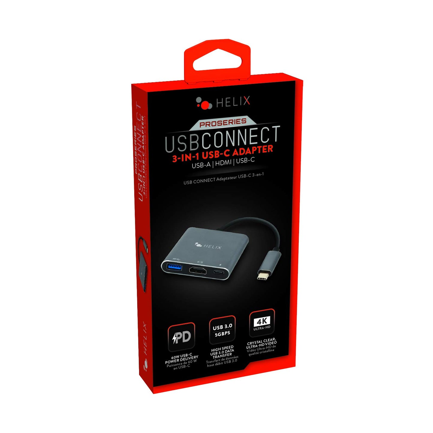 Helix USBCONNECT Adapter Hub USB-C to USB-A, HDMI and USB-C, Standard Size (ETHHUB3)