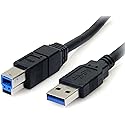 StarTech.com 6 ft / 2m Black SuperSpeed USB 3.0 Cable A to B - USB 3 A (m) to USB 3 B (m) (USB3SAB6BK)