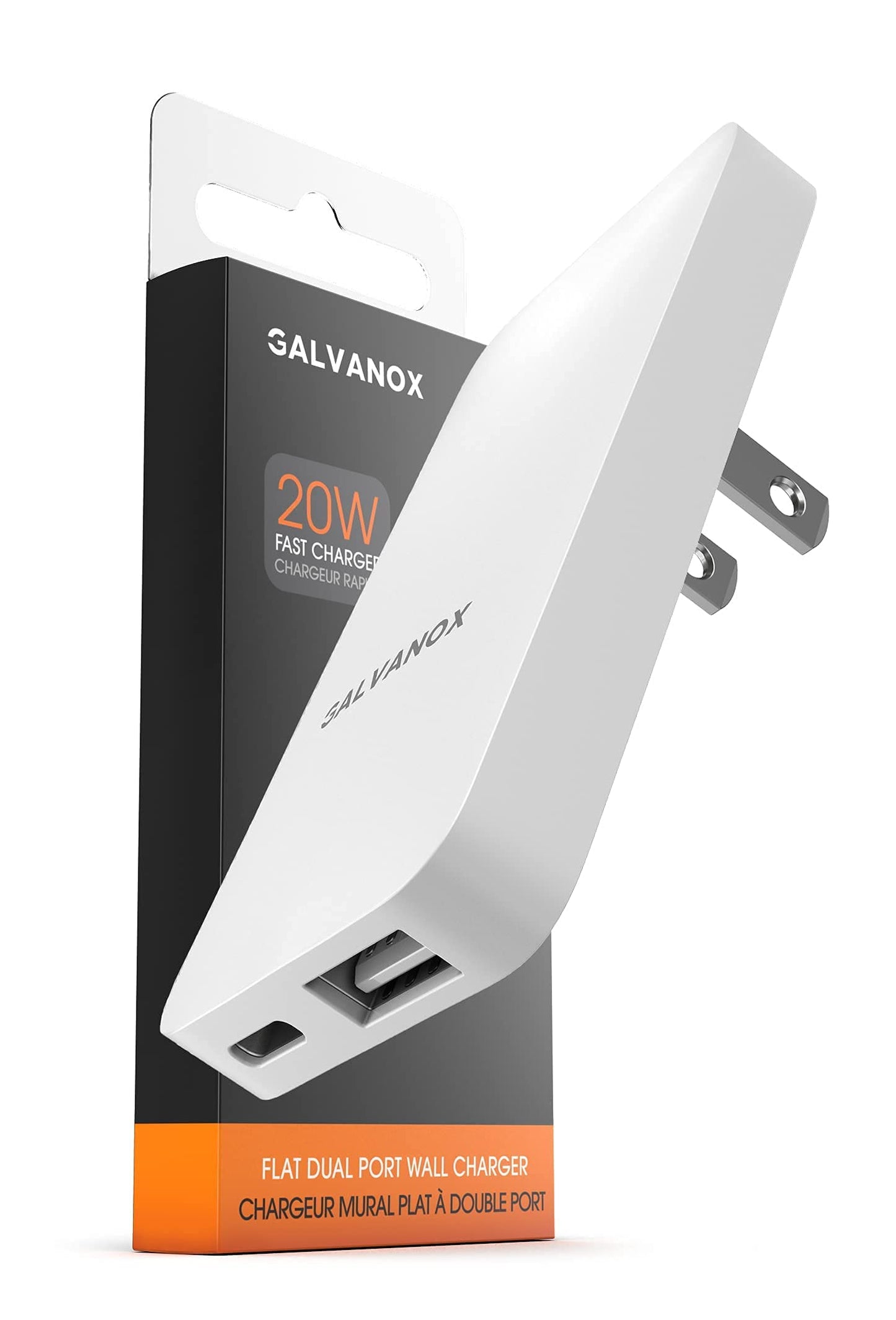 Type C Flat Wall Charger, Galvanox Ultra Slim (Multi-Port Power Adapter) for iPhone 13/14/15/16 iPhone 17 Pro/Max and Samsung Galaxy Models, 20W Fast