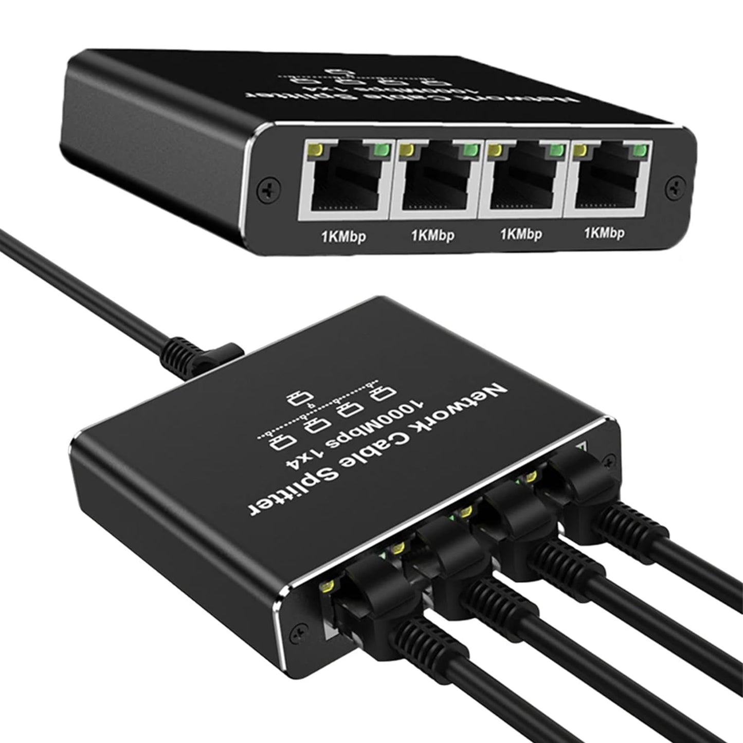 ShuoArmor 1 to 4 Gigabit LAN Splitter - 1000Mbps High Speed Network Hub | Supports Cat6/7/8 Cables | 4 Devices Simultaneous Connection | Stable & Low