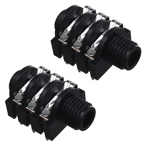 Fielect 6.35mm 1/4" 6 Pin Stereo Headphone Jack Socket PCB Panel Mount Female Audio Video Connector, 2Pcs