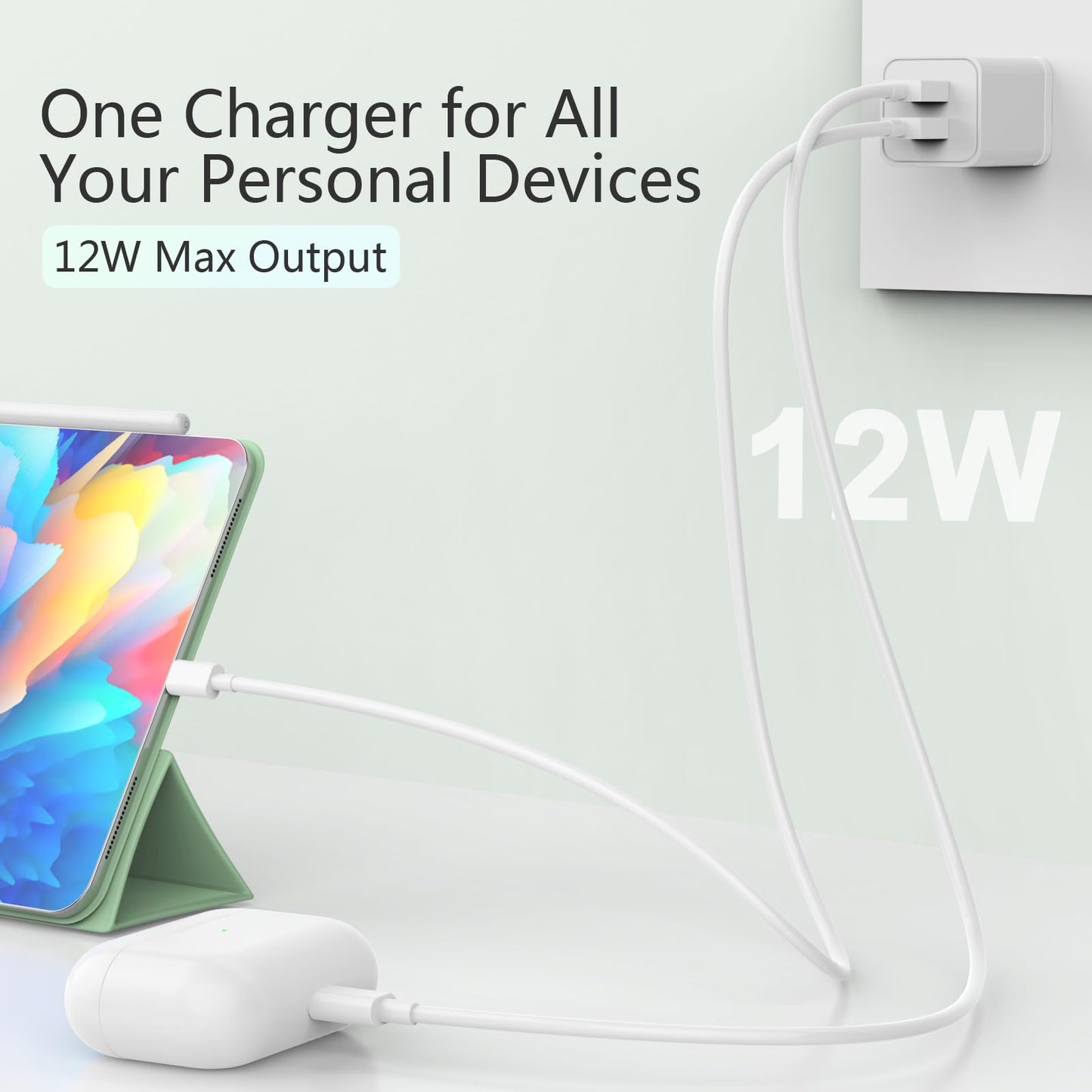 6Pack USB Wall Charger, iGENJUN 2.4A/5V Dual Port USB Cube Power Adapter Charger Plug Block Charging Box Brick for iPhone 16 15 14 13 Pro Max SE XS XR