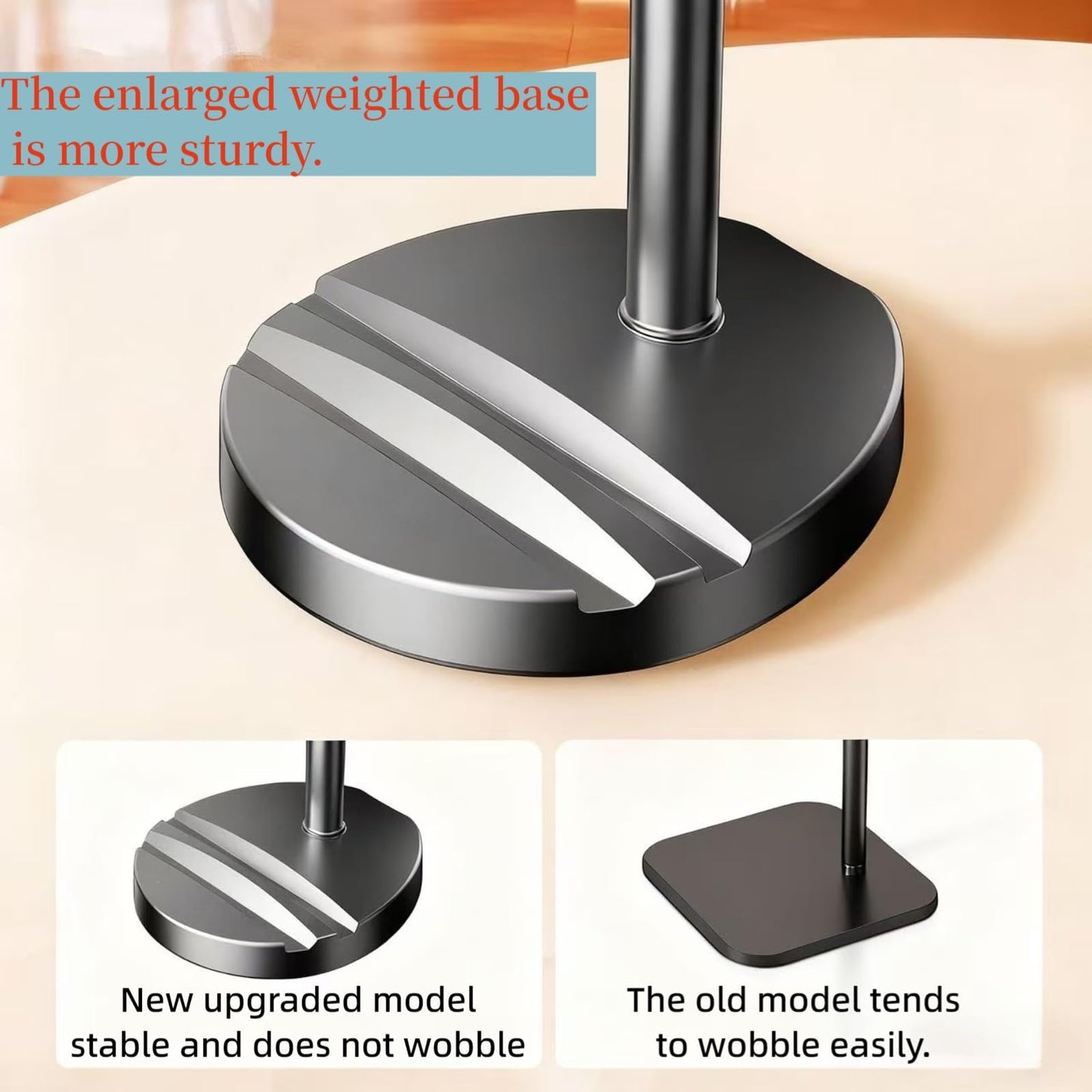 ZYEUNAGNB Adjustable Height Phone and Tablet Stand, Dual Device Holder with 360° Rotation, Sturdy Non-Sturdy Non-Slip Base with Card Slot