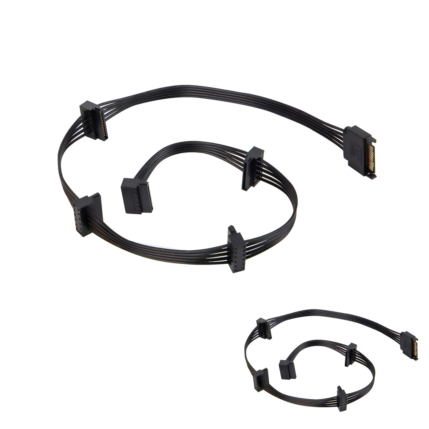 YSIUENG 2-Pack 15Pin SATA to 5 SATA Power Extension Cables Splitter for HDD/SSD - 21 Inches