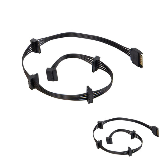YSIUENG 2-Pack 15Pin SATA to 5 SATA Power Extension Cables Splitter for HDD/SSD - 21 Inches
